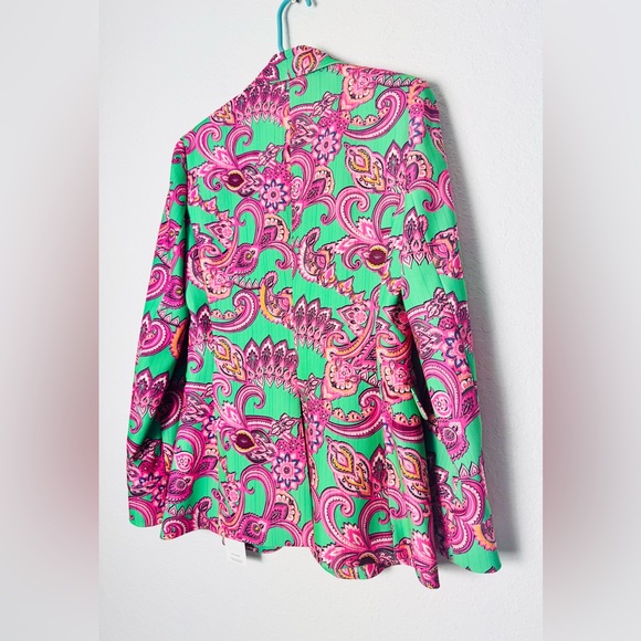 ALICE + OLIVIA Women's Cuffed Shawl Collar Spring Paisley Macey Blazer EUC $550 - Picture 7 of 14